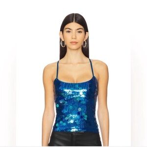 Revolve/GUIZIO l Blue Sequin Strappy Top l M